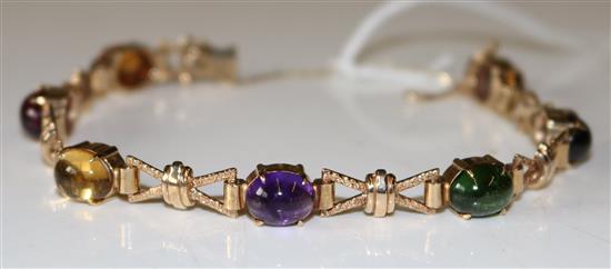 9ct gold and cabochon gem set bracelet